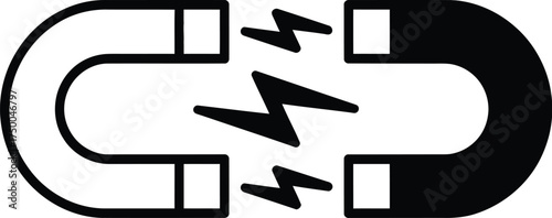Magnet icon isolated on white background, attracting energy with magnetism