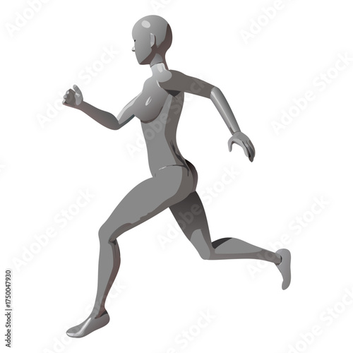 Running woman mannequin for athletic poses and anatomy reference for artists and designers in motion studies