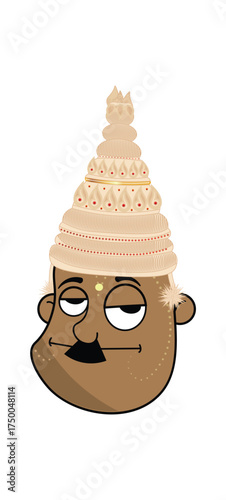 wedding bengali groom in traditional dress vector design , Bengali wedding funny cartoon character illustration images 