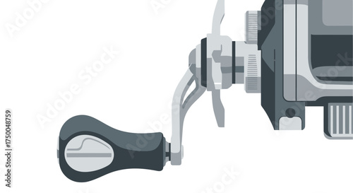 Modern Fishing Reel Handle with Ergonomic Grip and Crank Mechanism.