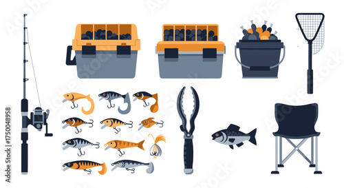 Assortment of Fishing Gear and Tackle for Angling Adventures.