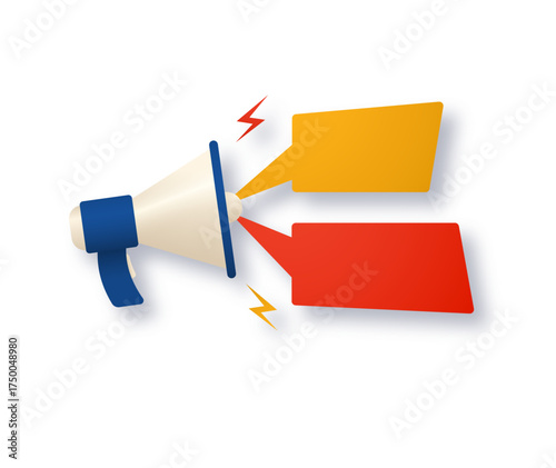 Microphone with empty speech bubbles isolated on a light background. Template for your information. Vector illustration.
