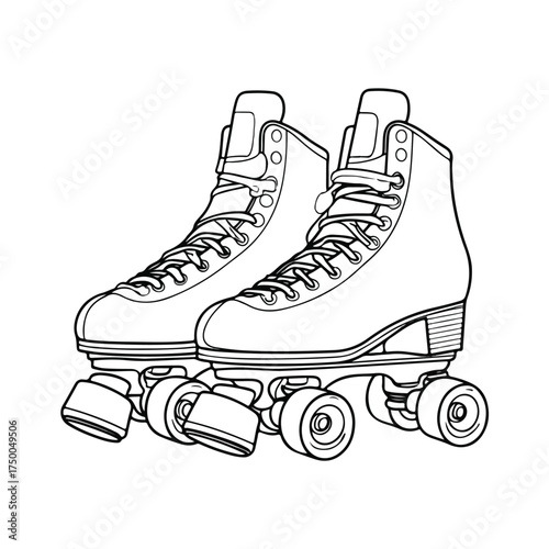 Minimalist black-white roller skate illustration design