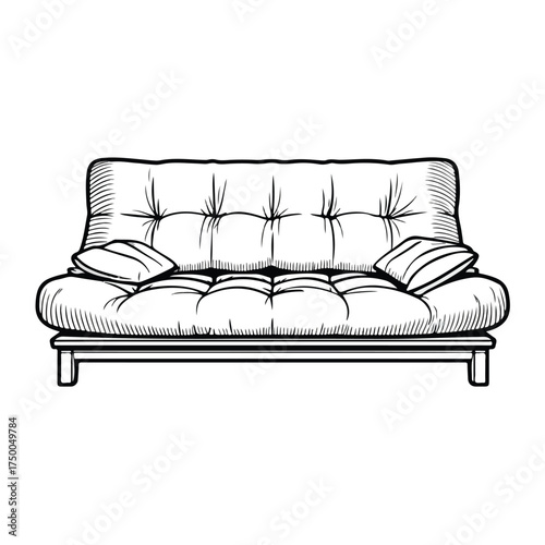 Minimalist Black and White Sofa Bed Vector