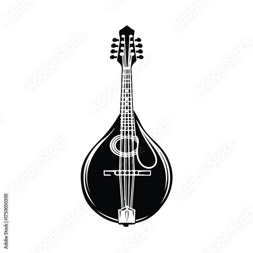 Minimalist Mandolin Line Art Vector Illustration