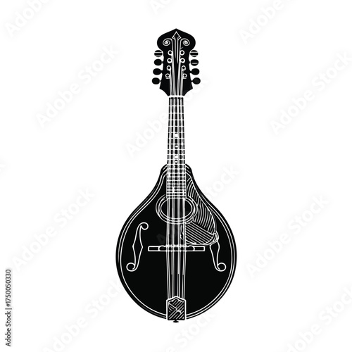 Minimalist Mandolin Line Art Vector Illustration