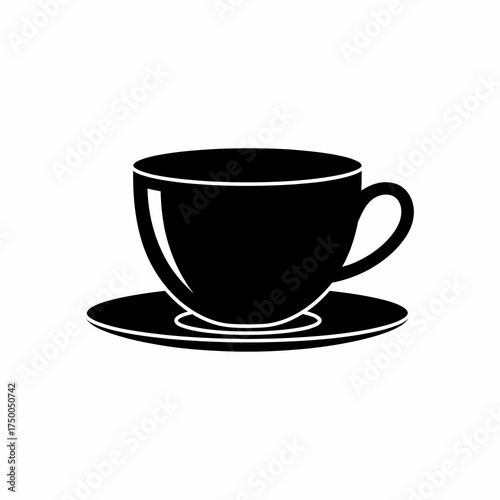 Elegant teacup and saucer design, perfect for sophisticated branding and minimalist kitchen concepts, a clean and simple coffee break icon