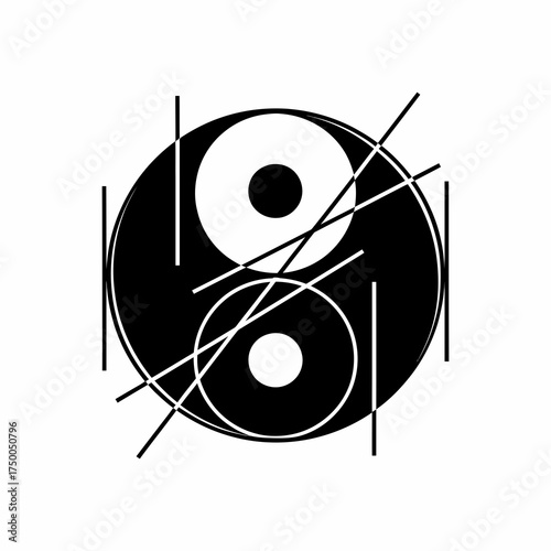 Striking yin and yang concept for balance, harmony and duality, rendered with bold graphic lines for powerful visual impact
