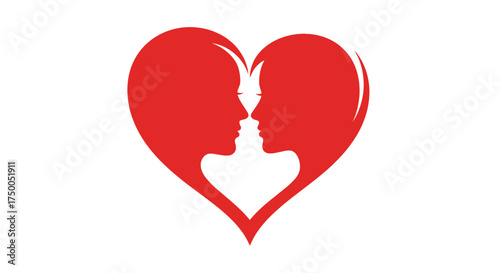 Couple in Heart Silhouette – Romantic Love Relationship Symbol