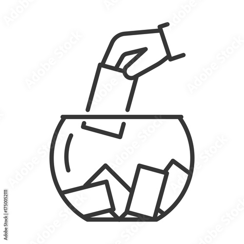 Raffle Icon. Choosing Raffle Ticket. Linear Vector Illustration.