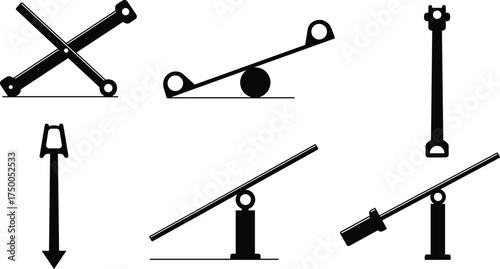 Lever vector illustration, simple machine, mechanical tool, physics concept, engineering element, balance beam, fulcrum design, industrial icon, force diagram, educational graphic