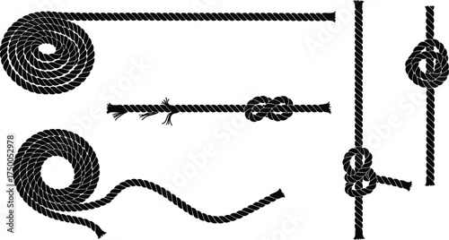Rope knots, coiled rope, nautical cord, climbing rope, sailing knot, survival rope, twisted cord, strong rope, marine knot, rope texture