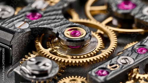 Intricate details of a vintage watch movement showcasing gears, jewels, and craftsmanship in a beautifully engineered design