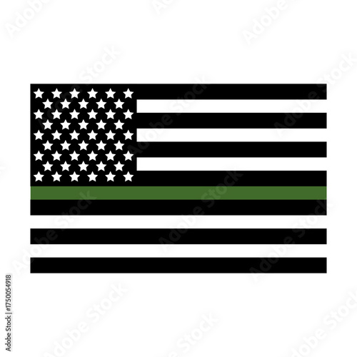 Military Green Line US Flag