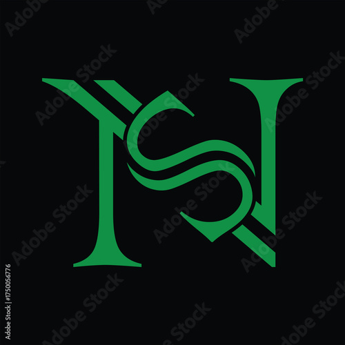 NS Minimalist and letter mark and branding logo design with a leaf. And your best choice.	