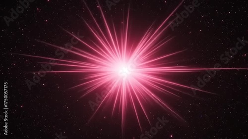 Bright Pink Light Bursting in Space with Starry Background.