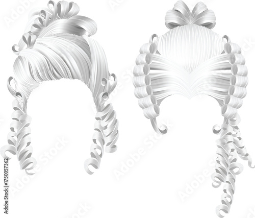 illustration of a white wig for girl