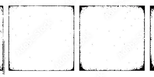 This vintage grunge frame vector features a black, textured border with dirty ink splatter stain paint for an old rough $\mathbfart}$ design illustration