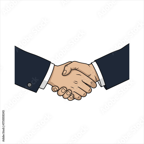 A symbol of business success, the handshake between a businessman and another person represents a deal, agreement, and teamwork in a vector illustration