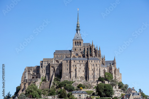View of the beautiful cathedral Le Mont Saint-Michel in Normandy, France