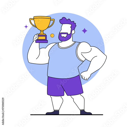 Man Holding Trophy in T-Shirt and Shorts