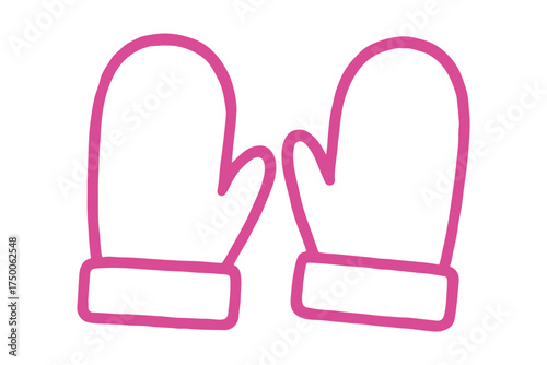 A simple line drawing of pink mittens, a cozy and playful symbol of winter. Perfect for seasonal or Christmas-themed designs