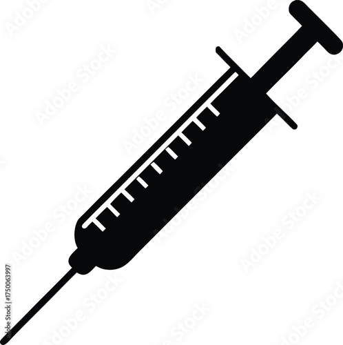 Syringe Medical Injection Icon Vector Illustration Vaccine Therapy Immunization Health Care Treatment Dosage Drug Needle Inject Remedy Prevention Healthcare Liquid Fluid Solution Medical Equipment