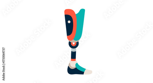Prosthetic leg design in modern style with vibrant colors  