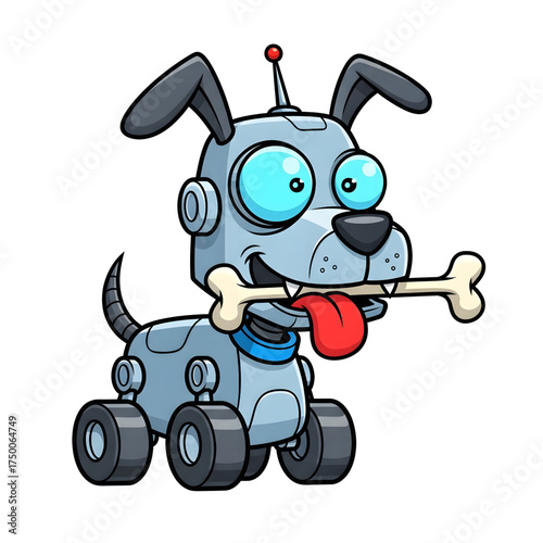 funny cartoon vector illustration of a robot dog