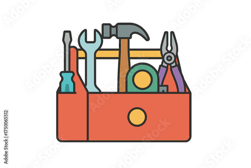 Toolbox filled with various tools including hammer and pliers toolbox with mini tools