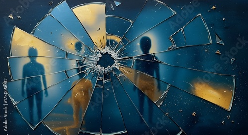 A captivating digital scene showing a group of human figures surrounded by a vast digital universe. The figures seem to be breaking through the digital environment, symbolizing evolution and the mergi