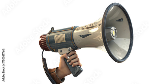 3d illustration hand hold megaphone speaker
