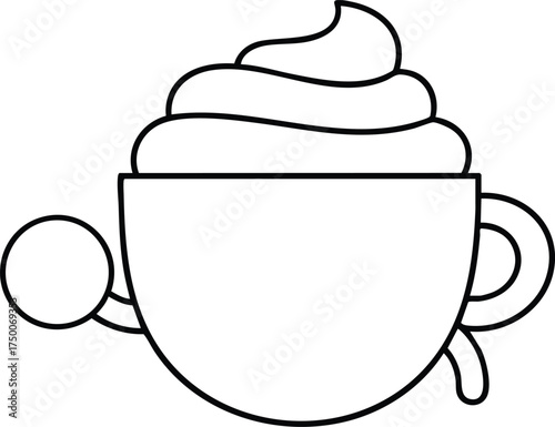 Vector art of cute coffee cup with whipped cream illustration