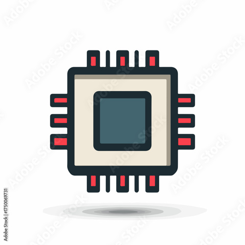 Modern CPU Chip Clean Flat Design Icon