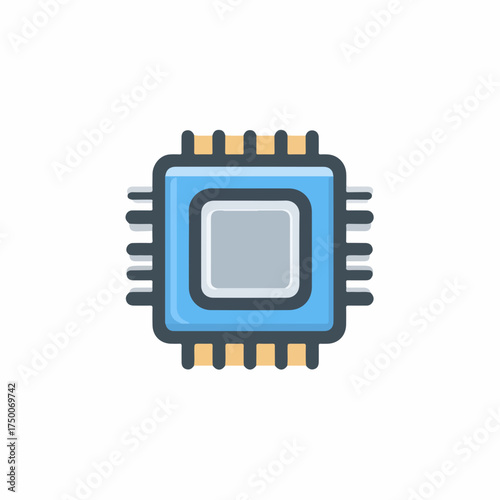 Sleek CPU Chip Design Icon for UI