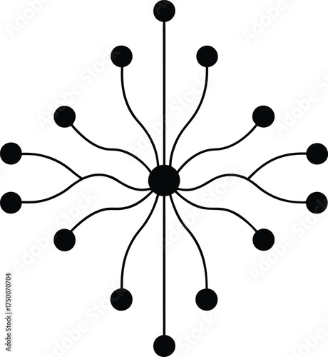 Data Network Outline Icon Technology Connection Node Communication Server System Hub Database Networking Minimalism Style