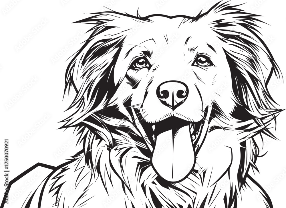 Obraz premium selective-focus-shot-adorable-kooikerhondje-dog vector line art