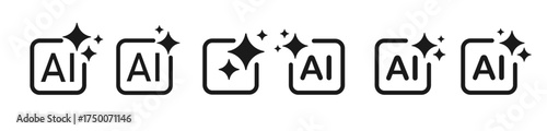 A set of Generative AI icons with a star and a square frame. The concept of machine learning. Vector EPS 10.