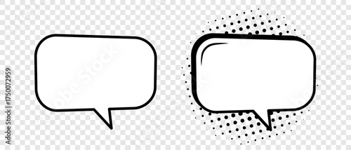Empty comic rectangular speech bubbles on a transparent background. A speech balloon or cartoon design elements. Vector EPS 10.