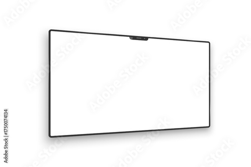 A realistic screen layout placed at an angle on a white background. An empty monitor or screen template for your design. Vector EPS 10.