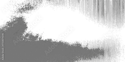 Black and white grunge texture design frame with dirty paint splatter and vintage floral border decoration