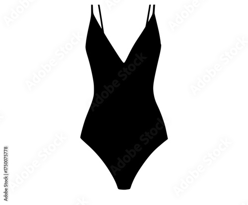 a black swimsuit silhouette on a transparent backgroundbandeau, bikini top, black, hanger, profile, swimwear 