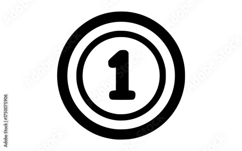 a black and white icon of a number one in a circleblack, circle, flat, icon, illustration, symbol 