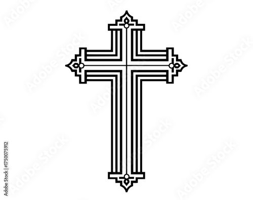 a black and white ornate crosscross, icon, illustration, line, symbol 