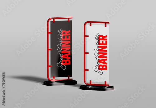 Outdoor Vertical Advertising Sign Mockup