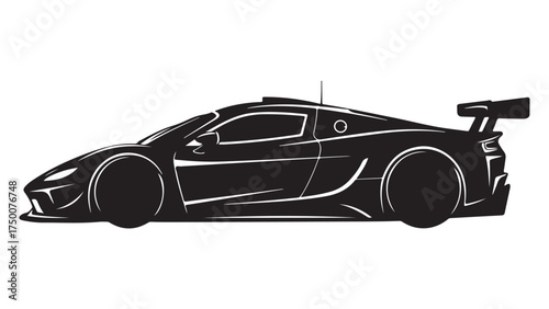Dynamic Black Silhouette Illustration of a Modern High-Performance Sports Car