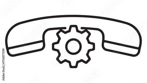 Technical Support and Service Icon with Phone Receiver and Gear