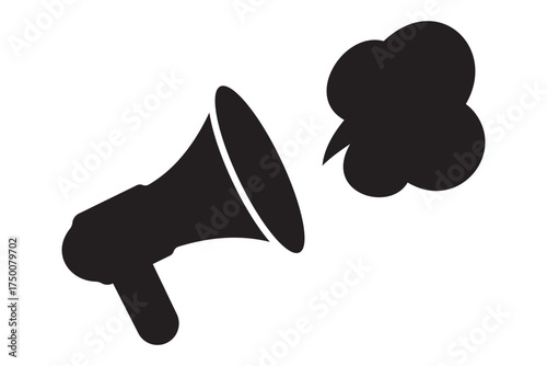 Black Megaphone Icon Vector Set – Minimal Silhouette Loudspeaker with Sound Waves for Announcement, Promotion, and Communication Design