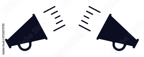 Black Megaphone Icon Vector Set – Minimal Silhouette Loudspeaker with Sound Waves for Announcement, Promotion, and Communication Design