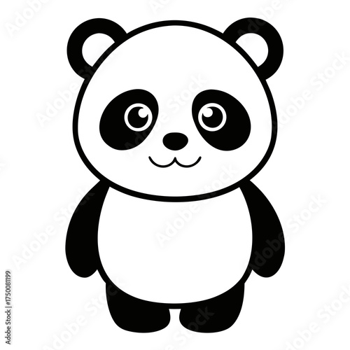 Cute panda dancing simple shape with white background vector illustration